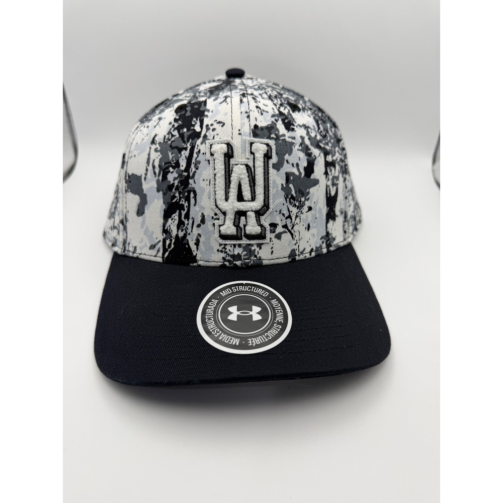 Under Armour Mens OSFM Black White Splatter Graphic‎ Mid Structured Snapback Hat